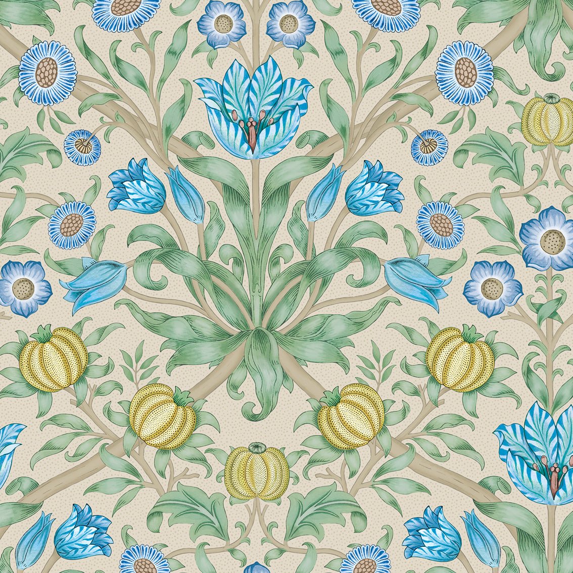 Behang Blooming Flowers Blue - Story of July