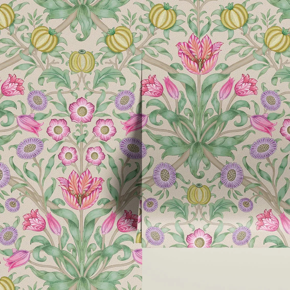 Behang Blooming Flowers Pink - Story of July