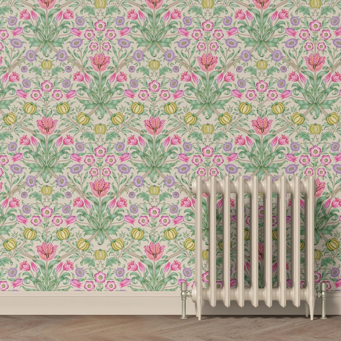 Behang Blooming Flowers Pink - Story of July