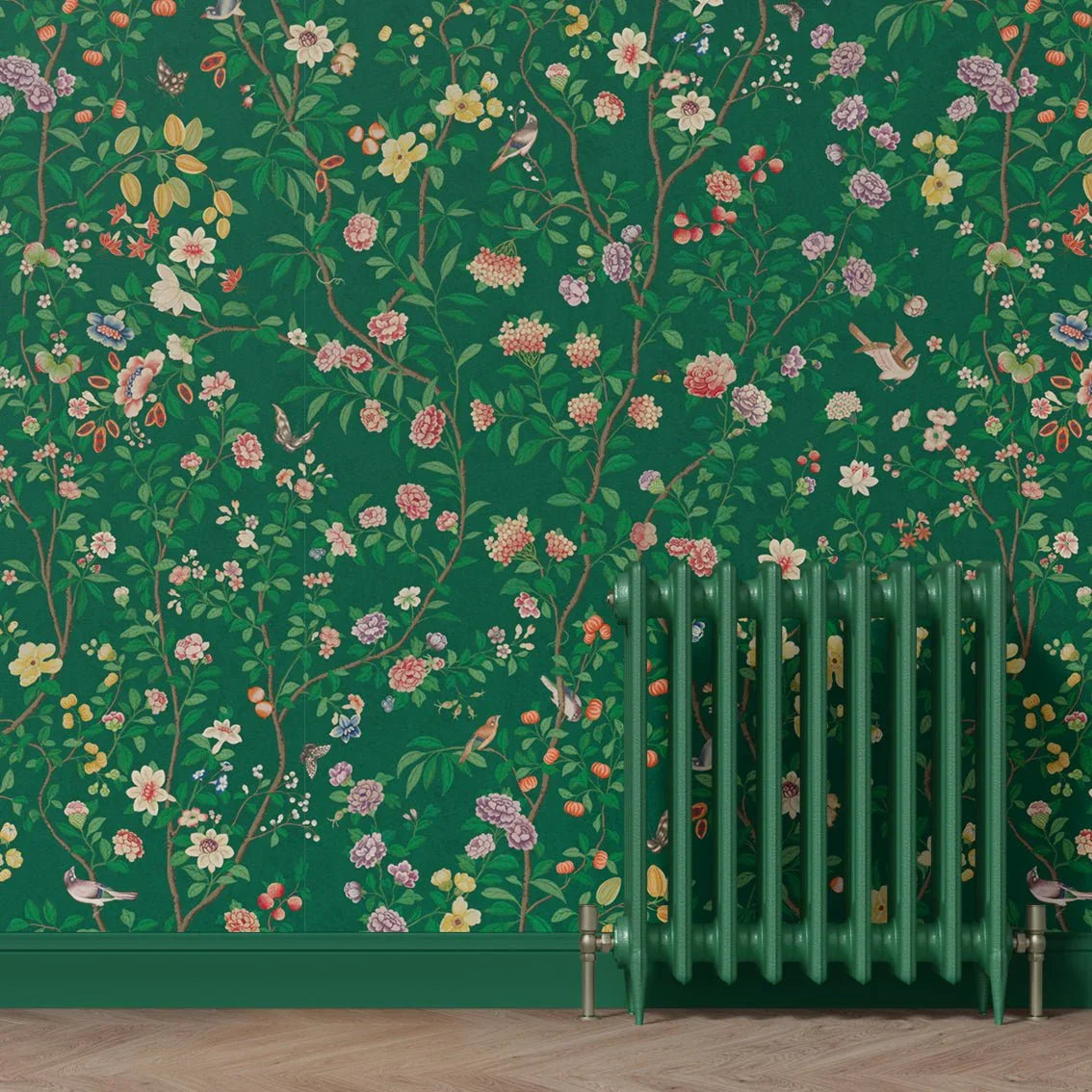 Behang Chinoiserie Darkgreen - Story of July
