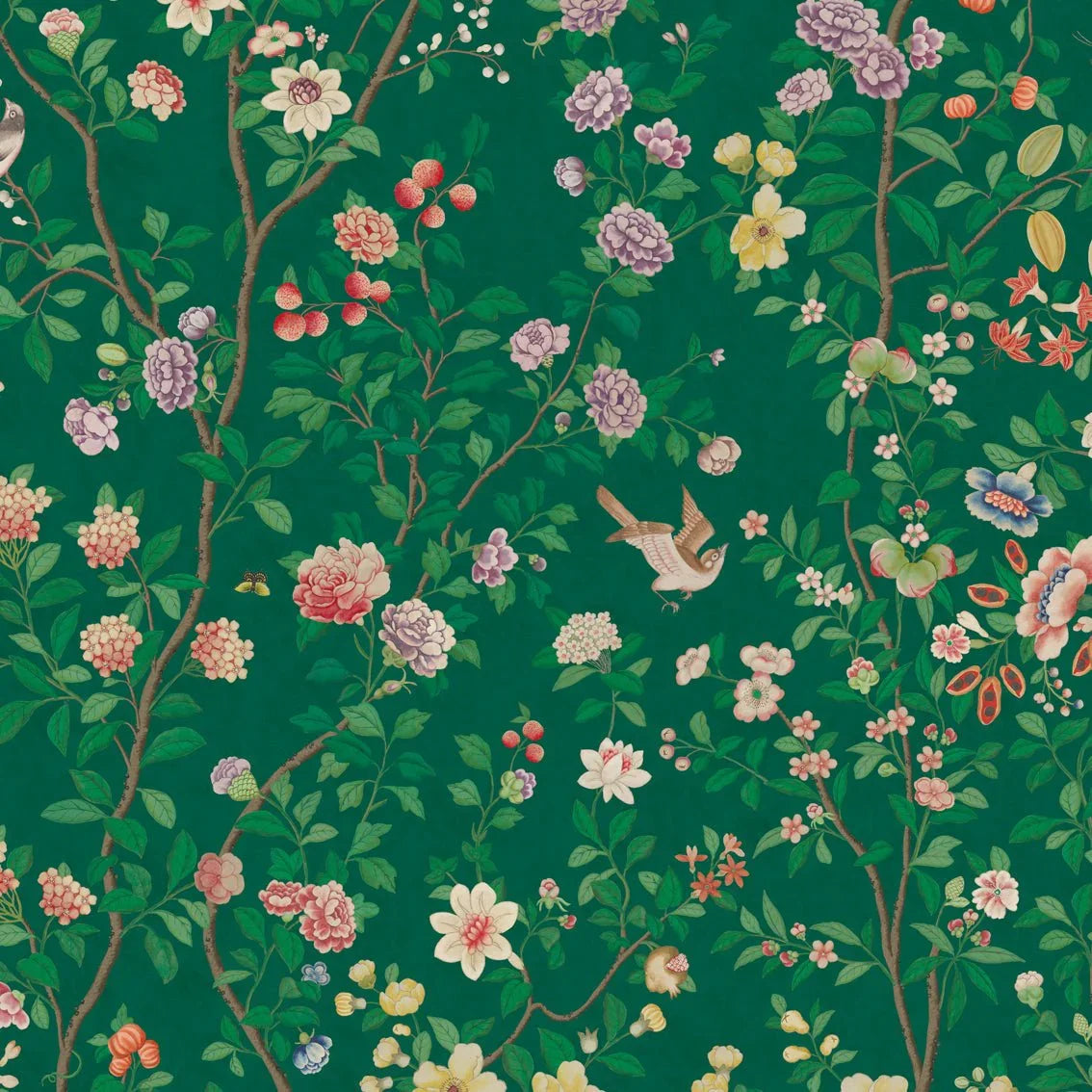 Behang Chinoiserie Darkgreen - Story of July