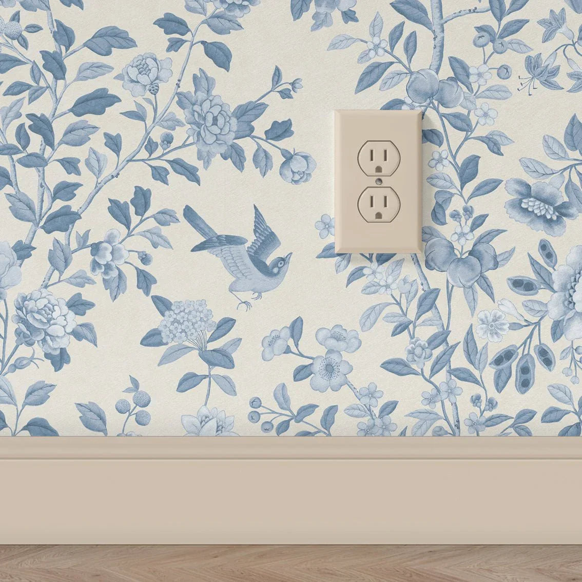 Behang ChInoiserie Tone in Tone Blue - Story of July