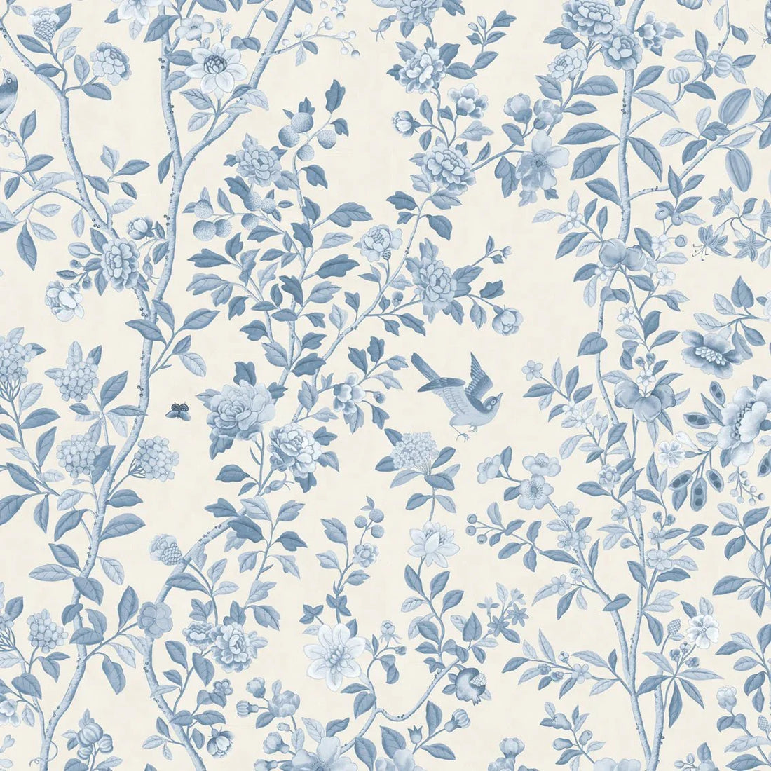 Behang ChInoiserie Tone in Tone Blue - Story of July