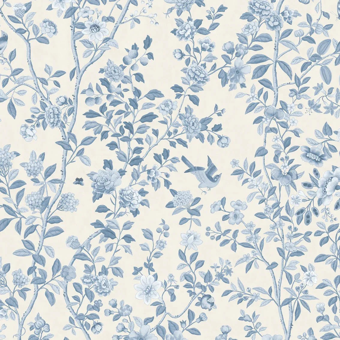Behang ChInoiserie Tone in Tone Blue - Story of July