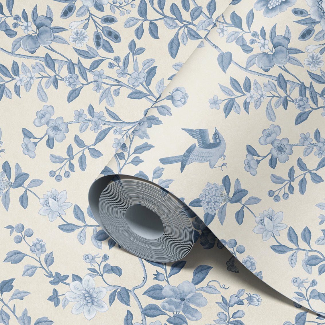 Behang ChInoiserie Tone in Tone Blue - Story of July