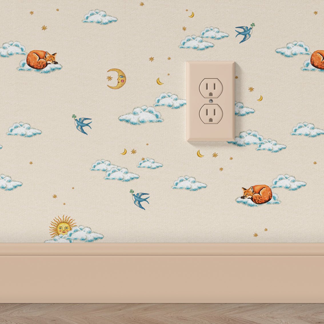 Behang Embroiderd Fox - Story of July