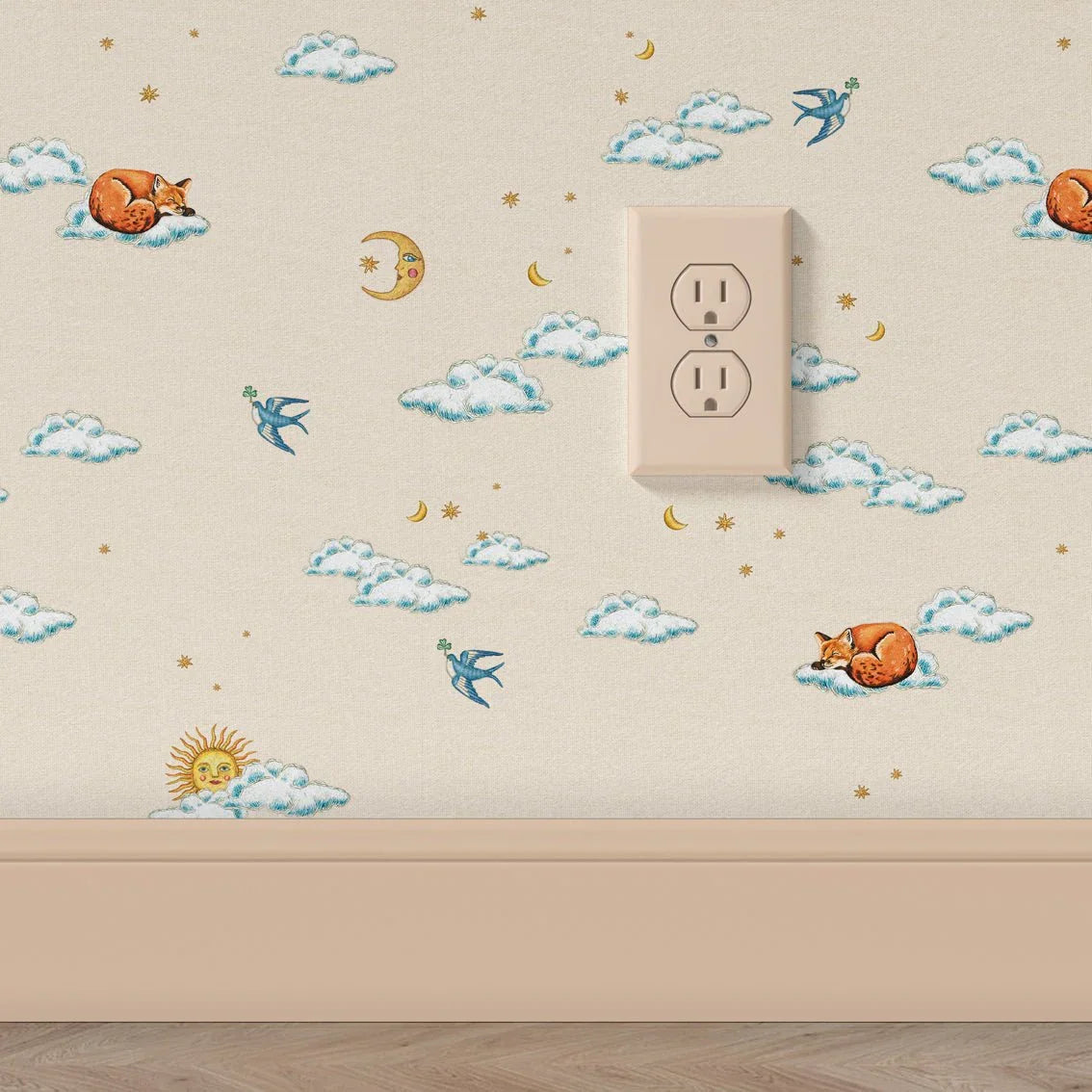 Behang Embroiderd Fox - Story of July