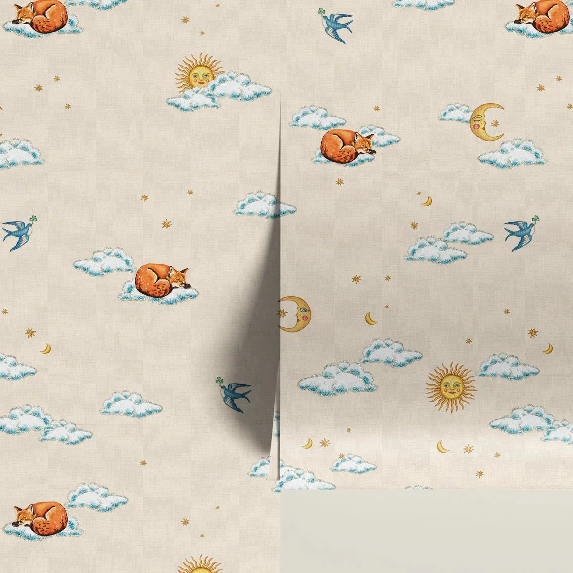 Behang Embroiderd Fox - Story of July