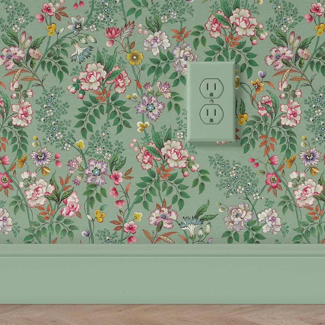 Behang Little Flowers Lightgreen - Story of July