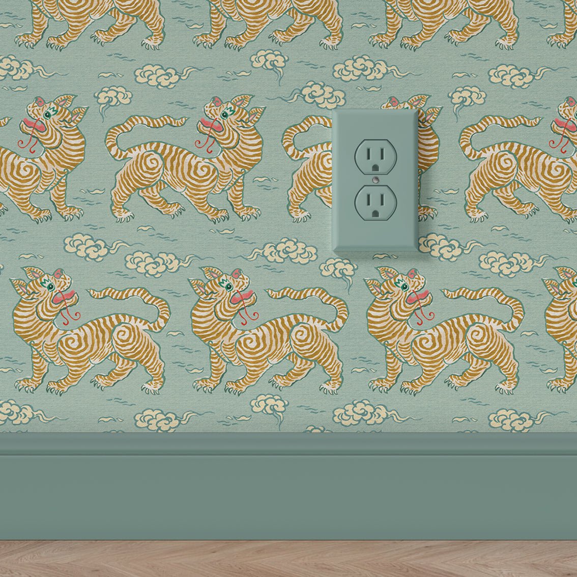 Behang Vintage Tigers Blue - Story of July
