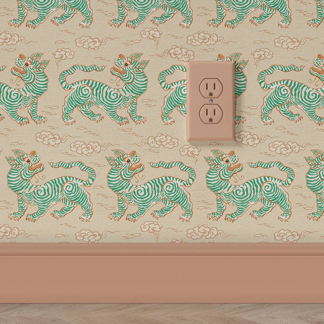 Behang Vintage Tigers Green - Story of July