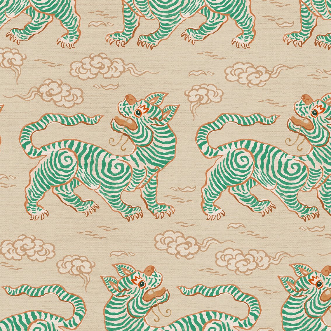 Behang Vintage Tigers Green - Story of July