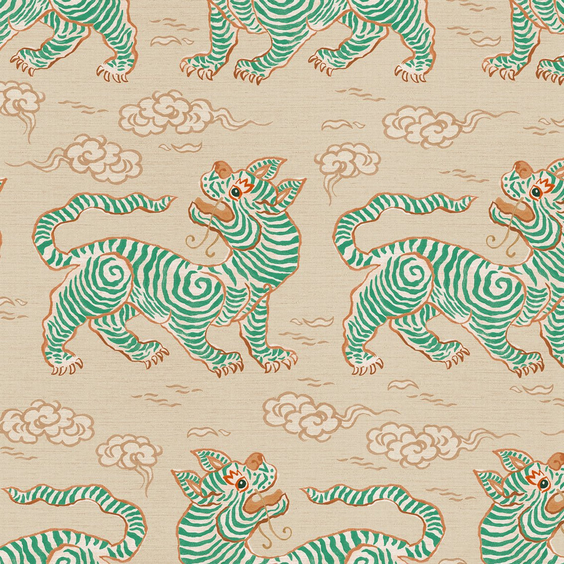 Behang Vintage Tigers Green - Story of July