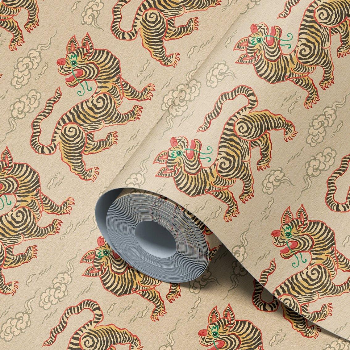 Behang Vintage Tigers Offwhite - Story of July