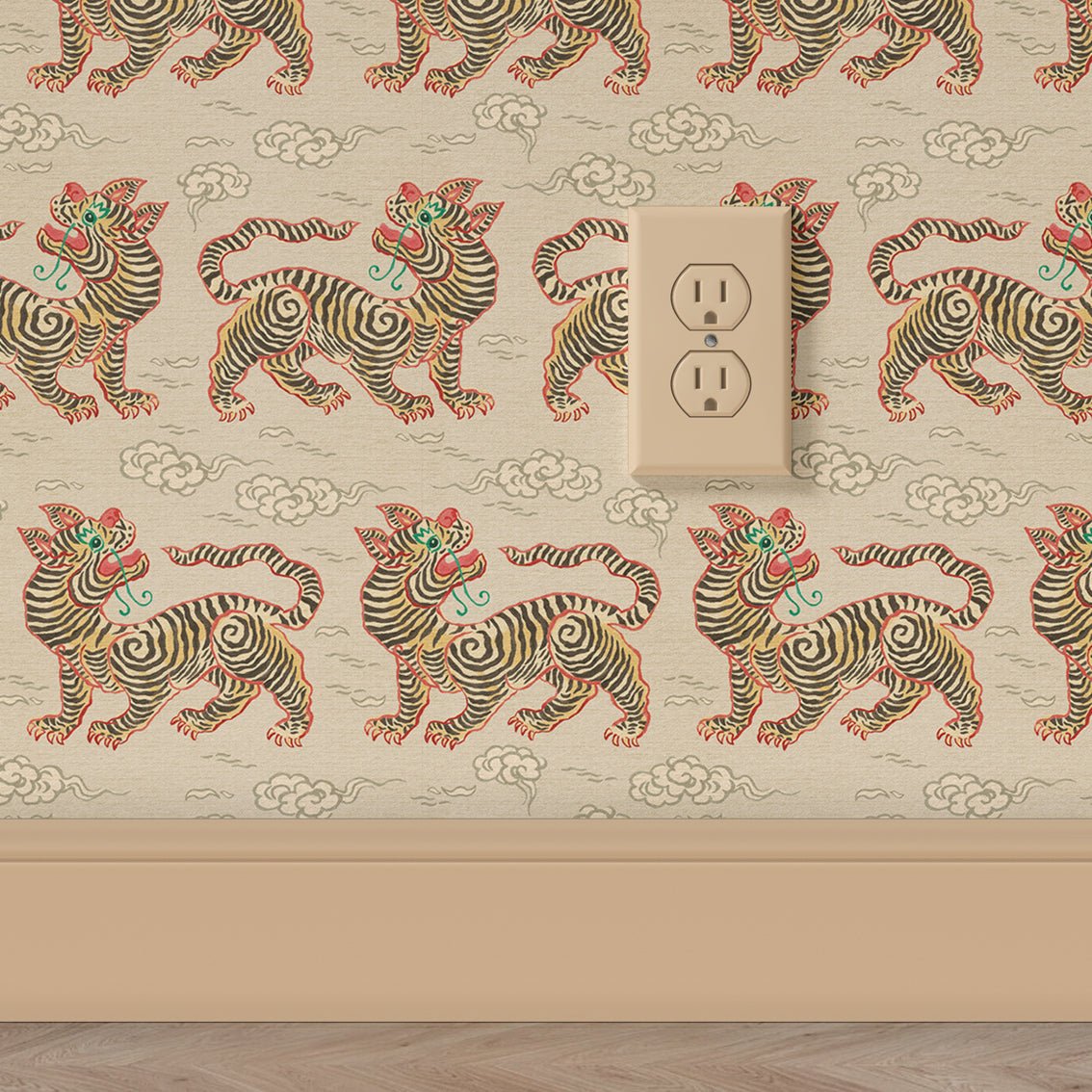 Behang Vintage Tigers Offwhite - Story of July