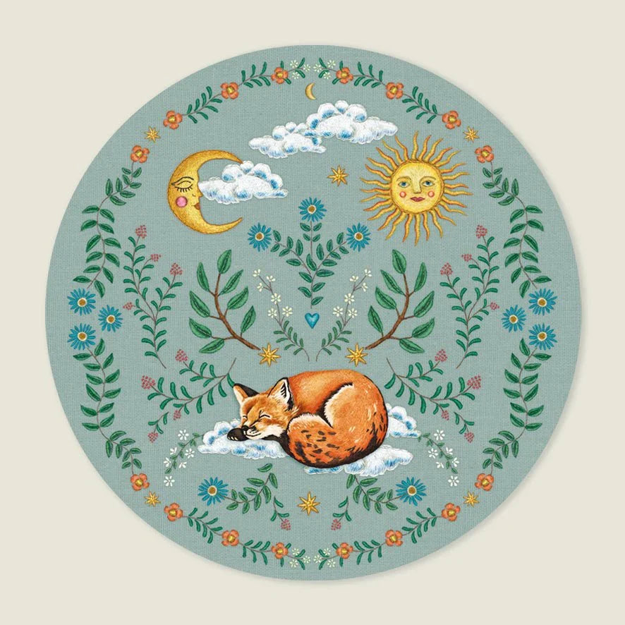 Behangcirkel Embroider Fox Green - Story of July