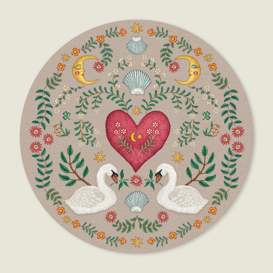 Behangcirkel Embroider Swan Khaki - Story of July