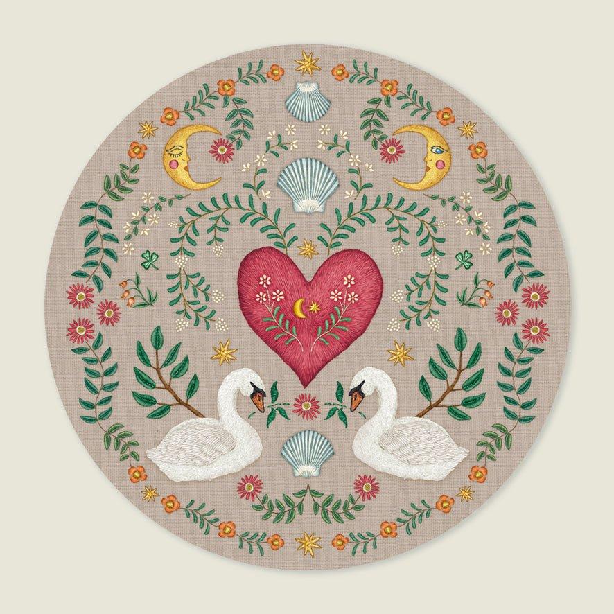 Behangcirkel Embroider Swan Khaki - Story of July