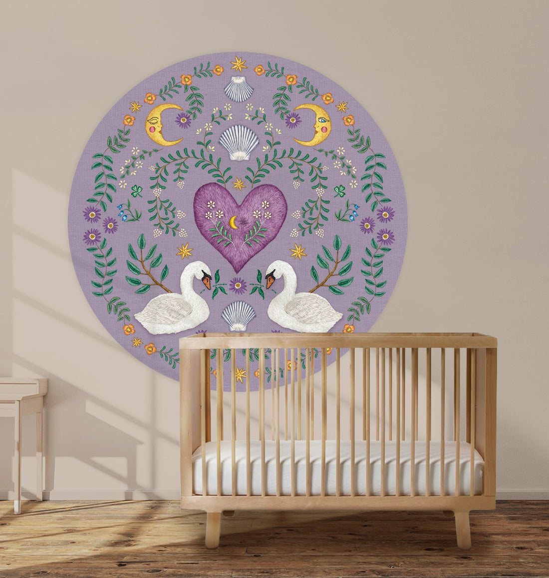 Behangcirkel Embroider Swan Purple - Story of July