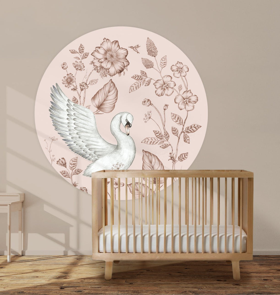 Behangcirkel Swan Flowers Pink - Story of July