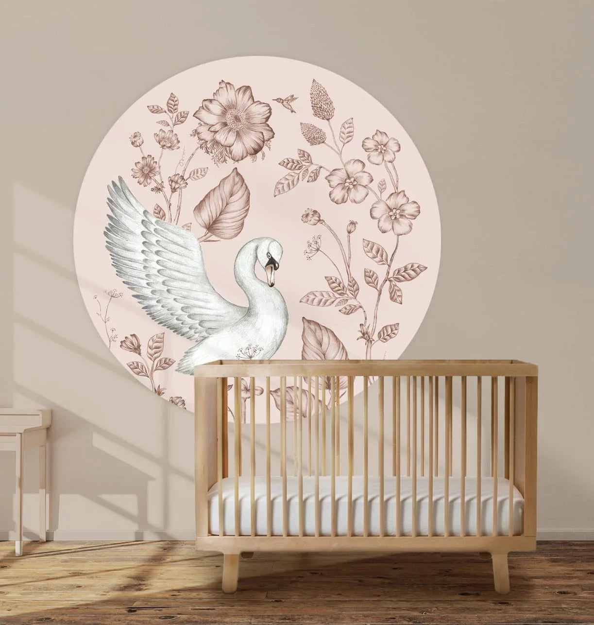 Behangcirkel Swan Flowers Pink - Story of July