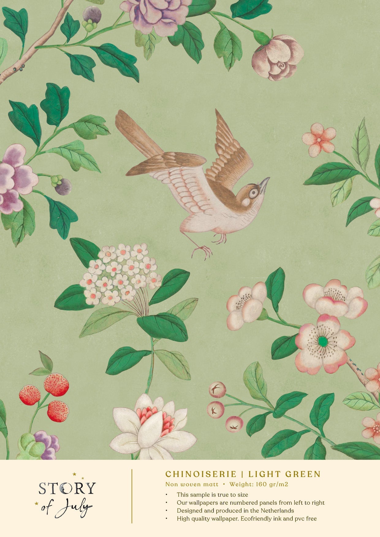 Behangsample Chinoiserie Lightgreen - Story of July