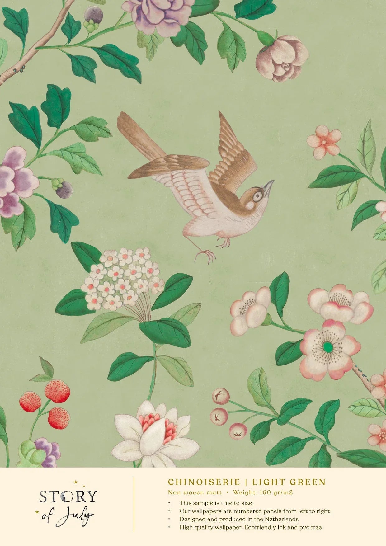 Behangsample Chinoiserie Lightgreen - Story of July
