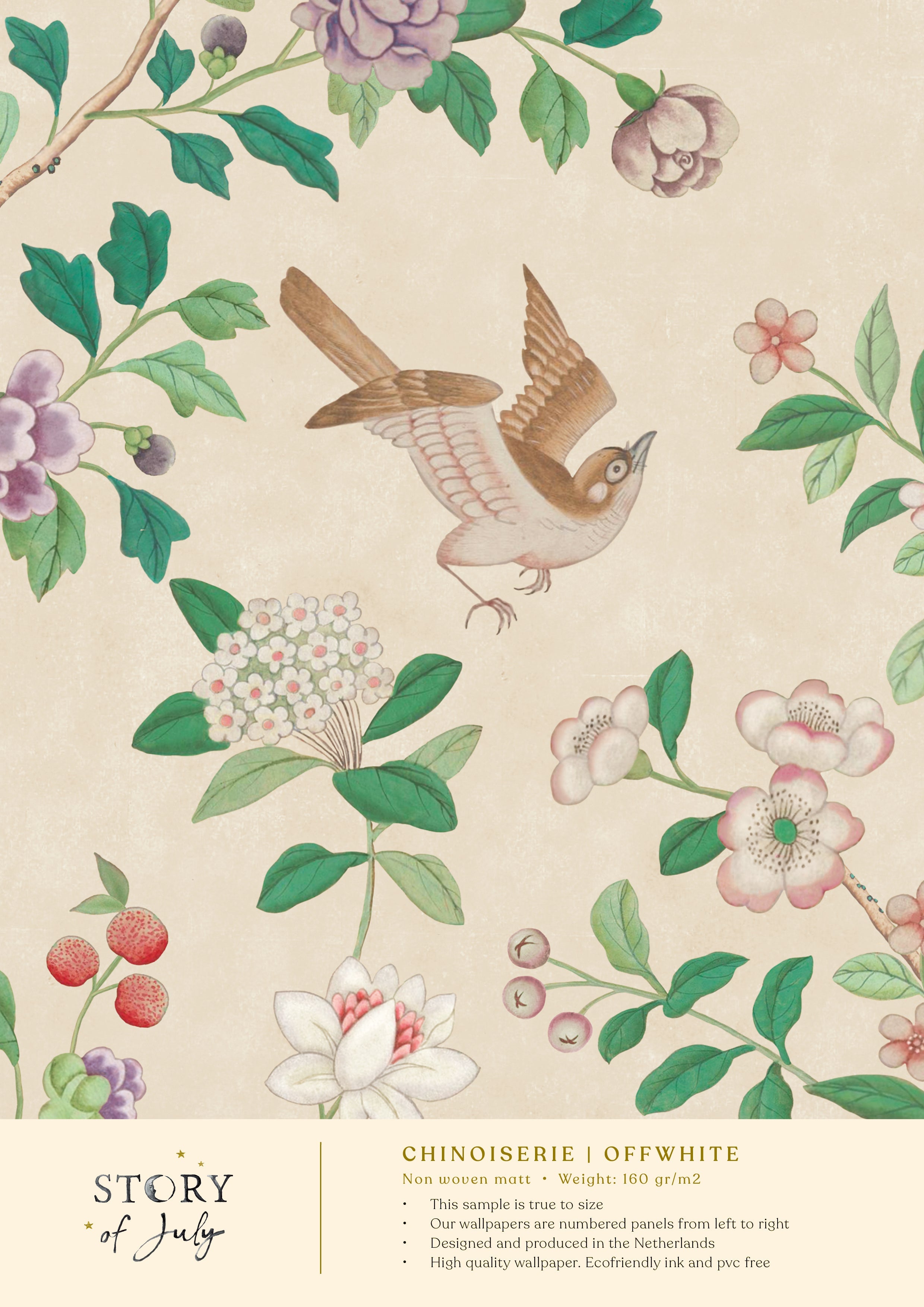 Behangsample Chinoiserie Offwhite - Story of July