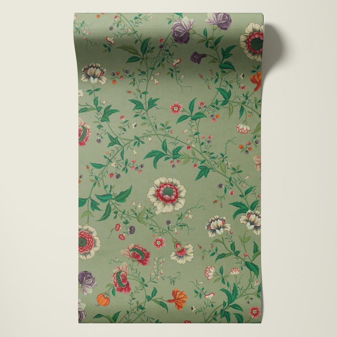 Behangsample Floral Heritage Lightgreen - Story of July