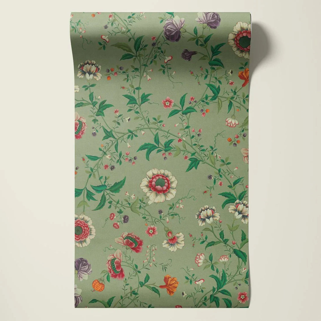 Behangsample Floral Heritage Lightgreen - Story of July