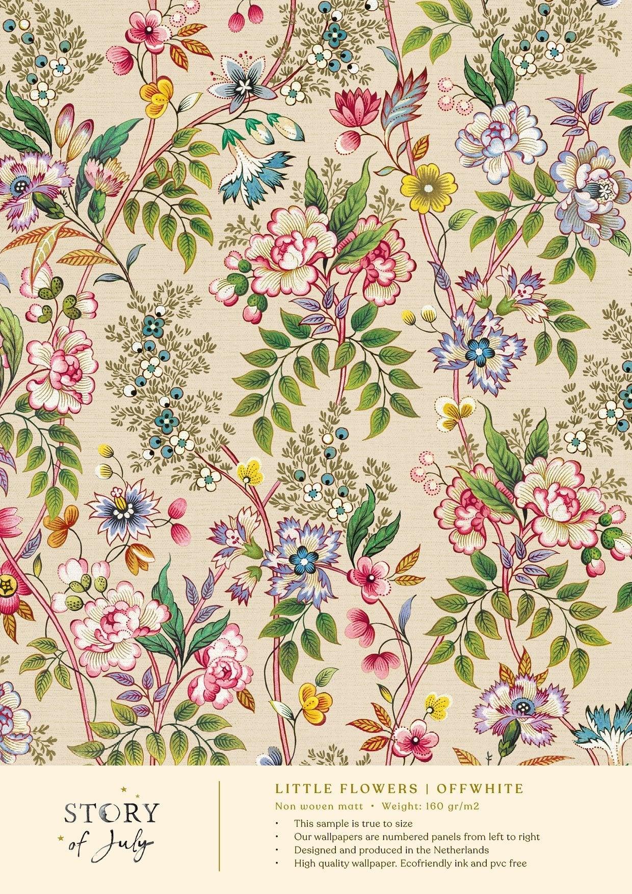Behangsample Little Flowers Offwhite - Story of July