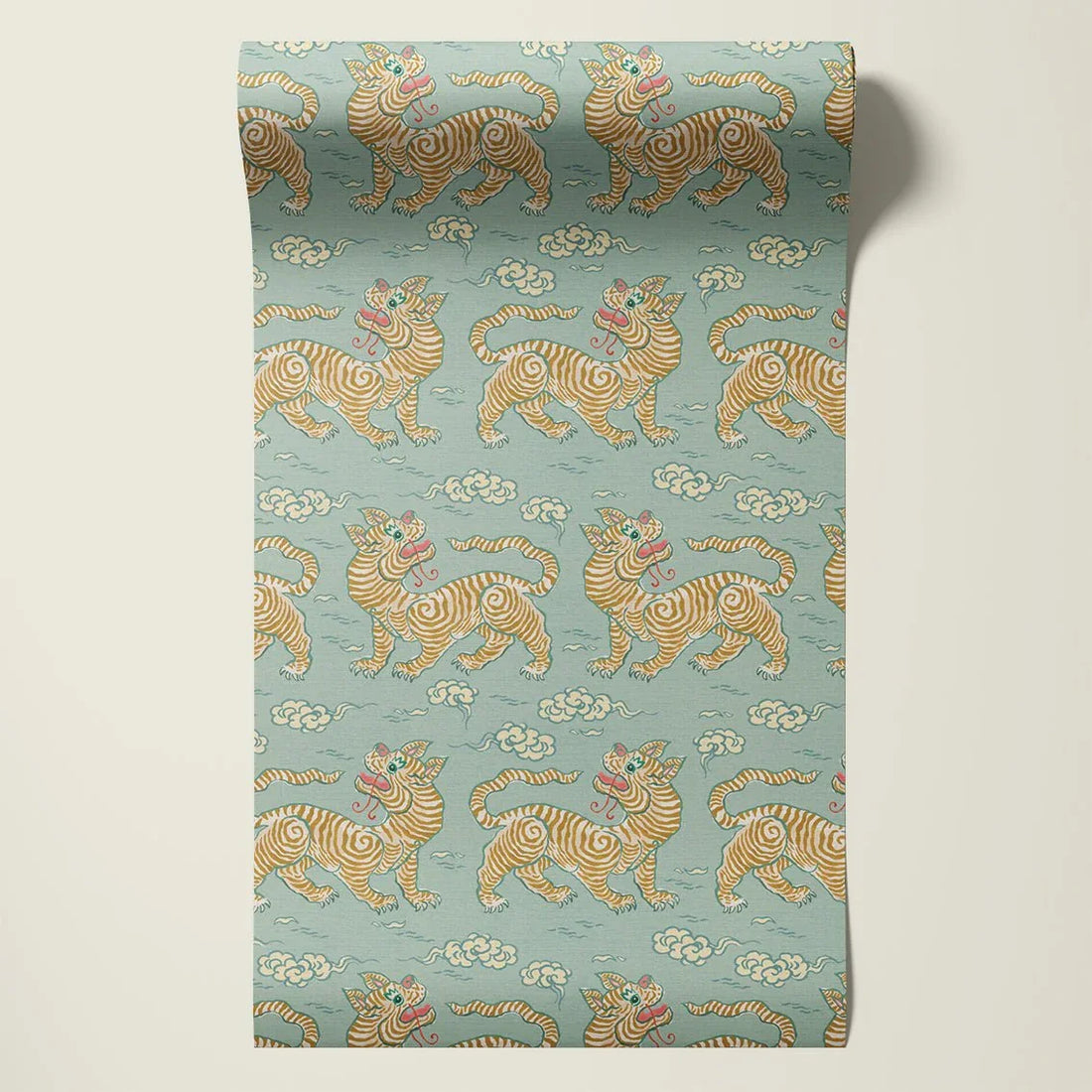 Behangsample Vintage Tigers Blue - Story of July