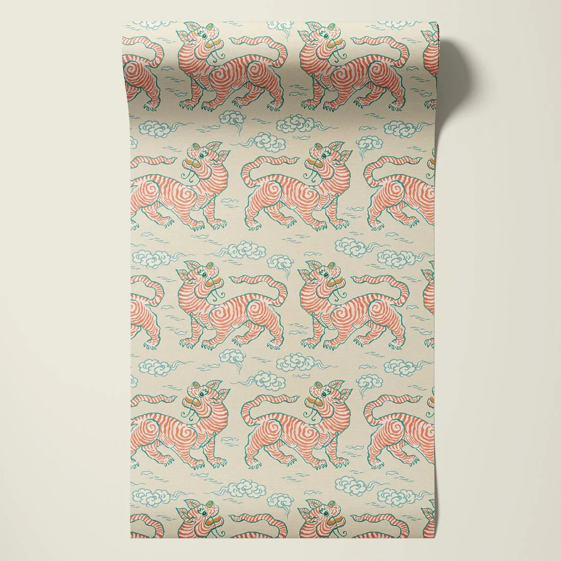 Behangsample Vintage Tigers Terra - Story of July