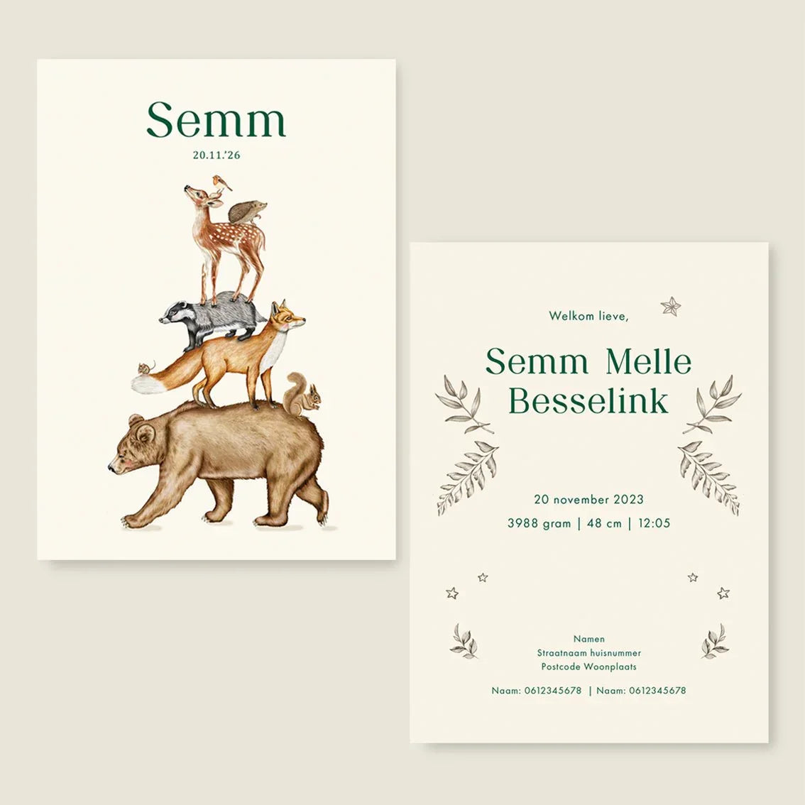 Geboortekaartje Animal Tower - Story of July