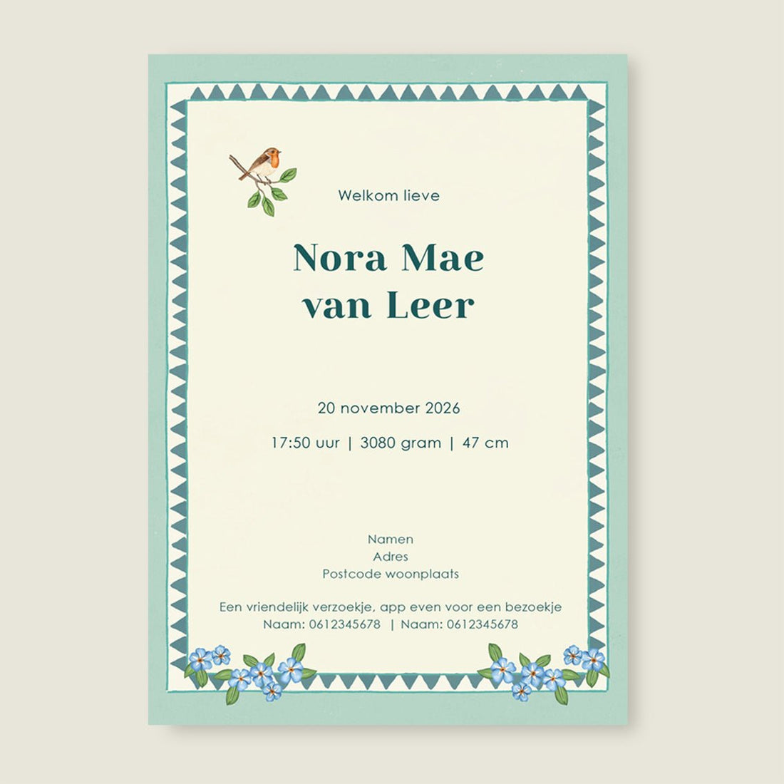 Geboortekaartje Animal Tree - Story of July