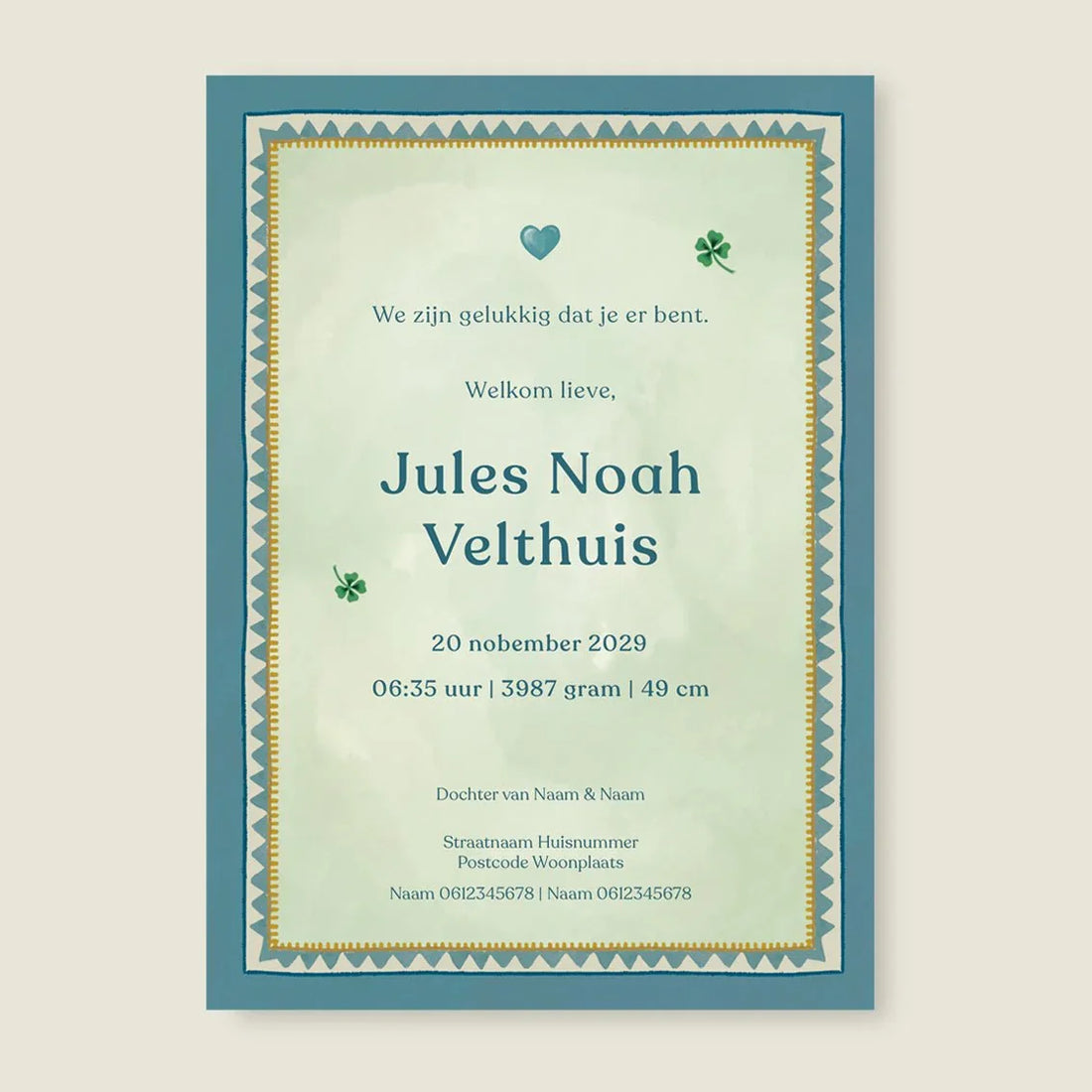 Geboortekaartje Baby Blue - Story of July