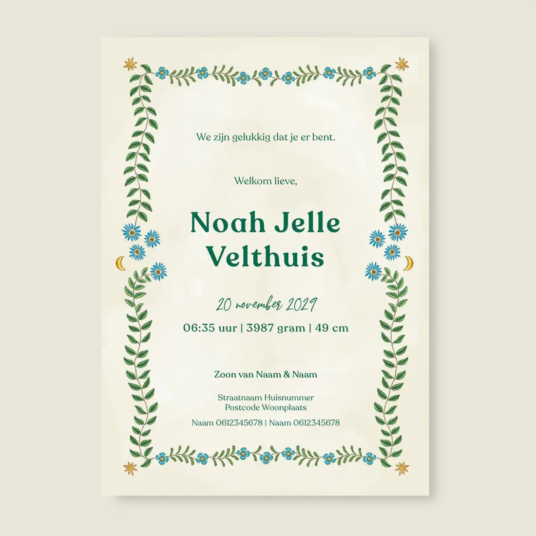 Geboortekaartje Baby Green - Story of July