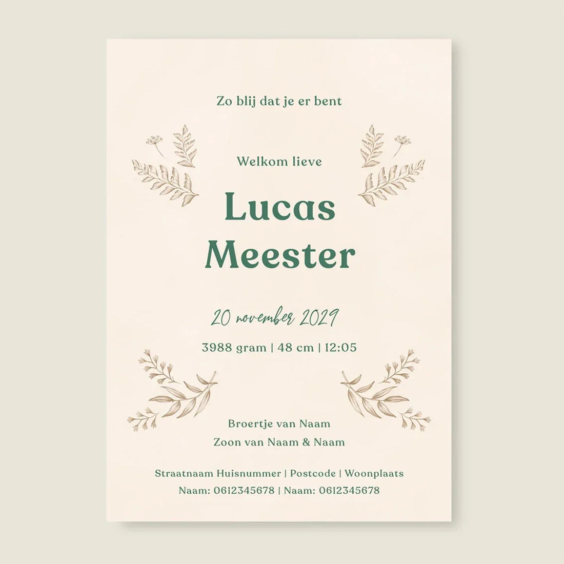 Geboortekaartje Baby Quilt Green - Story of July