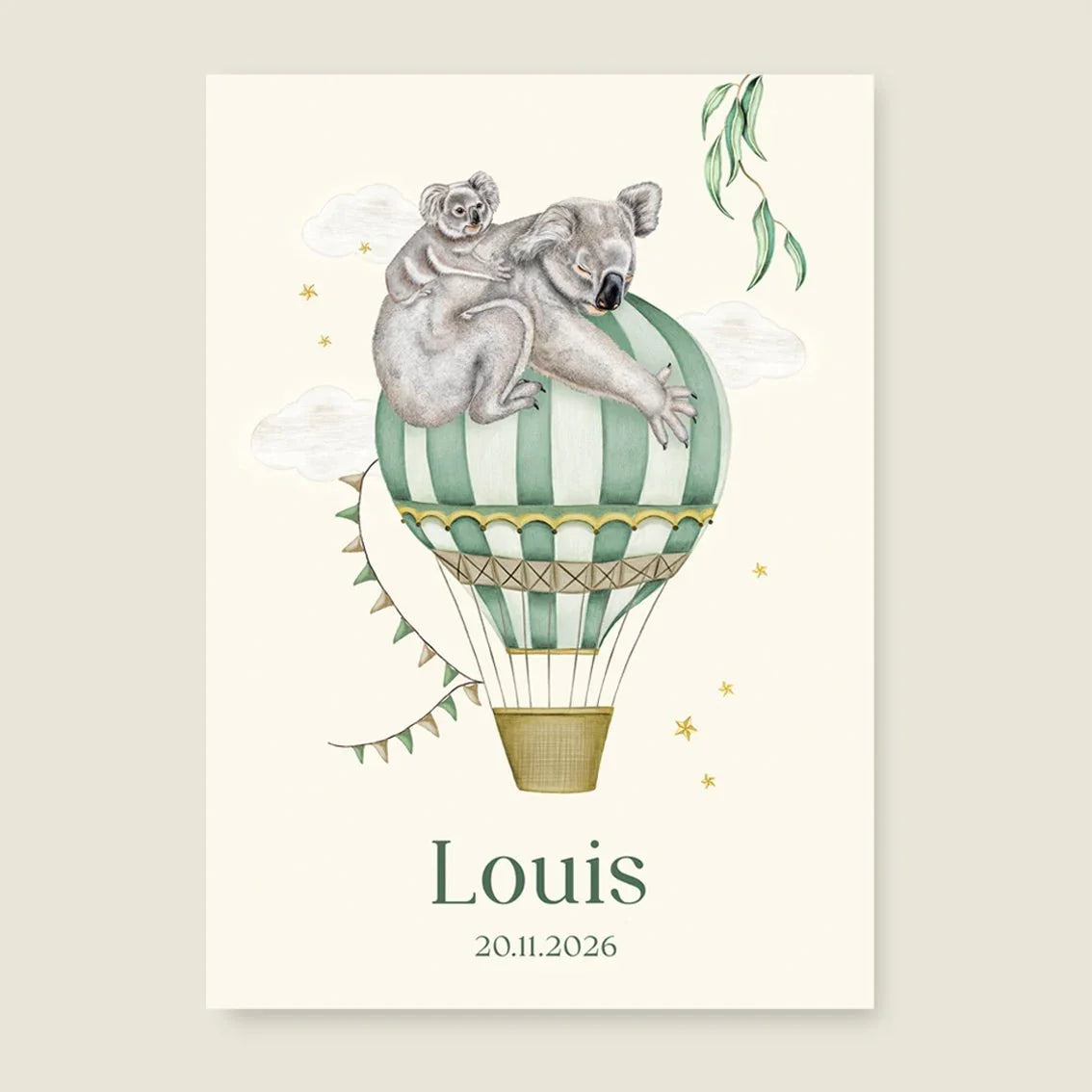 Geboortekaartje Balloon Koala Offwhite - Story of July