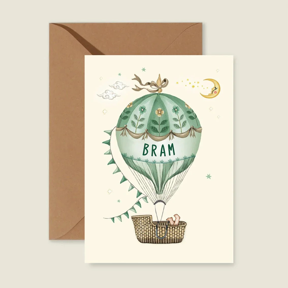 Geboortekaartje Basket Balloon Lightgreen - Story of July