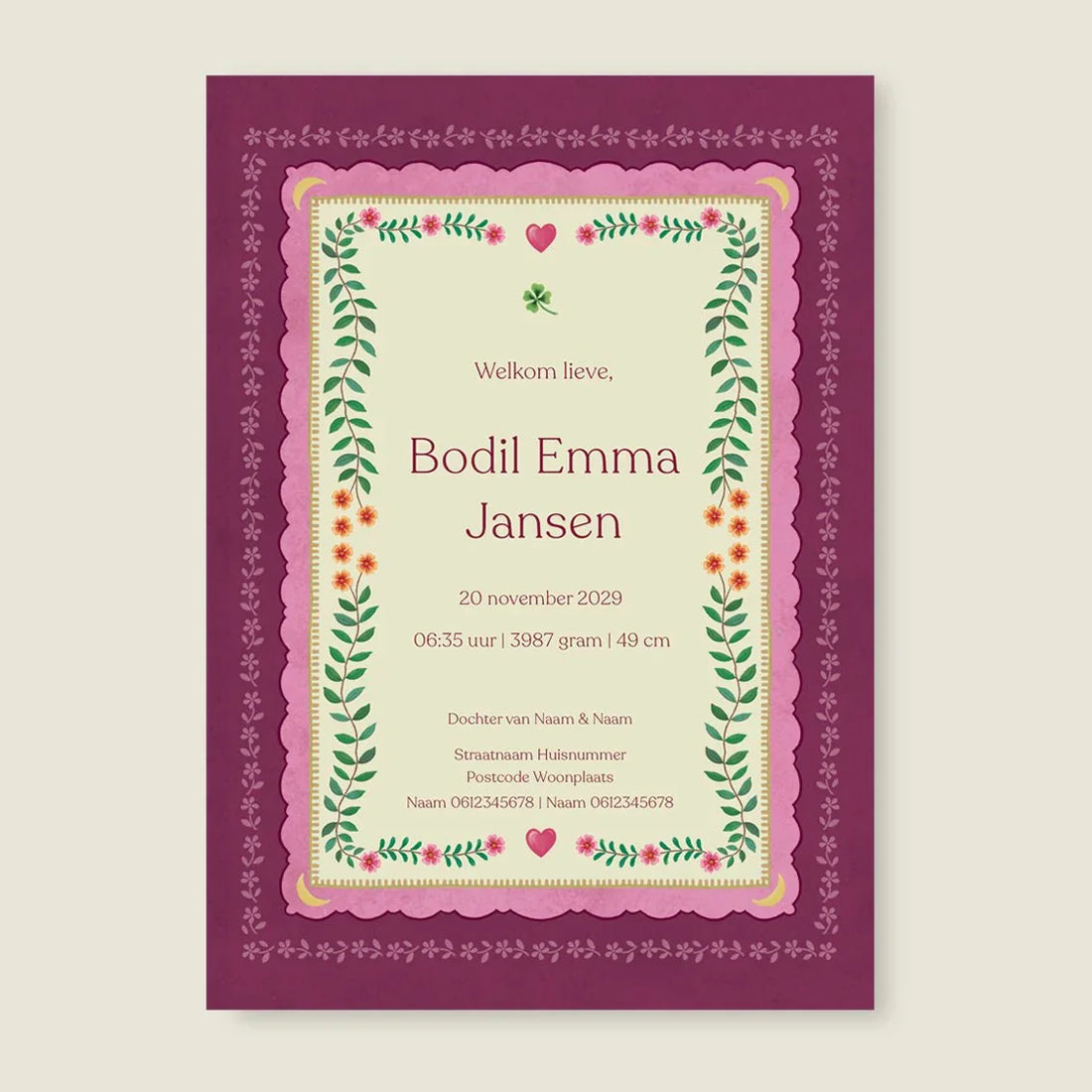 Geboortekaartje Blooming Sun Red - Story of July