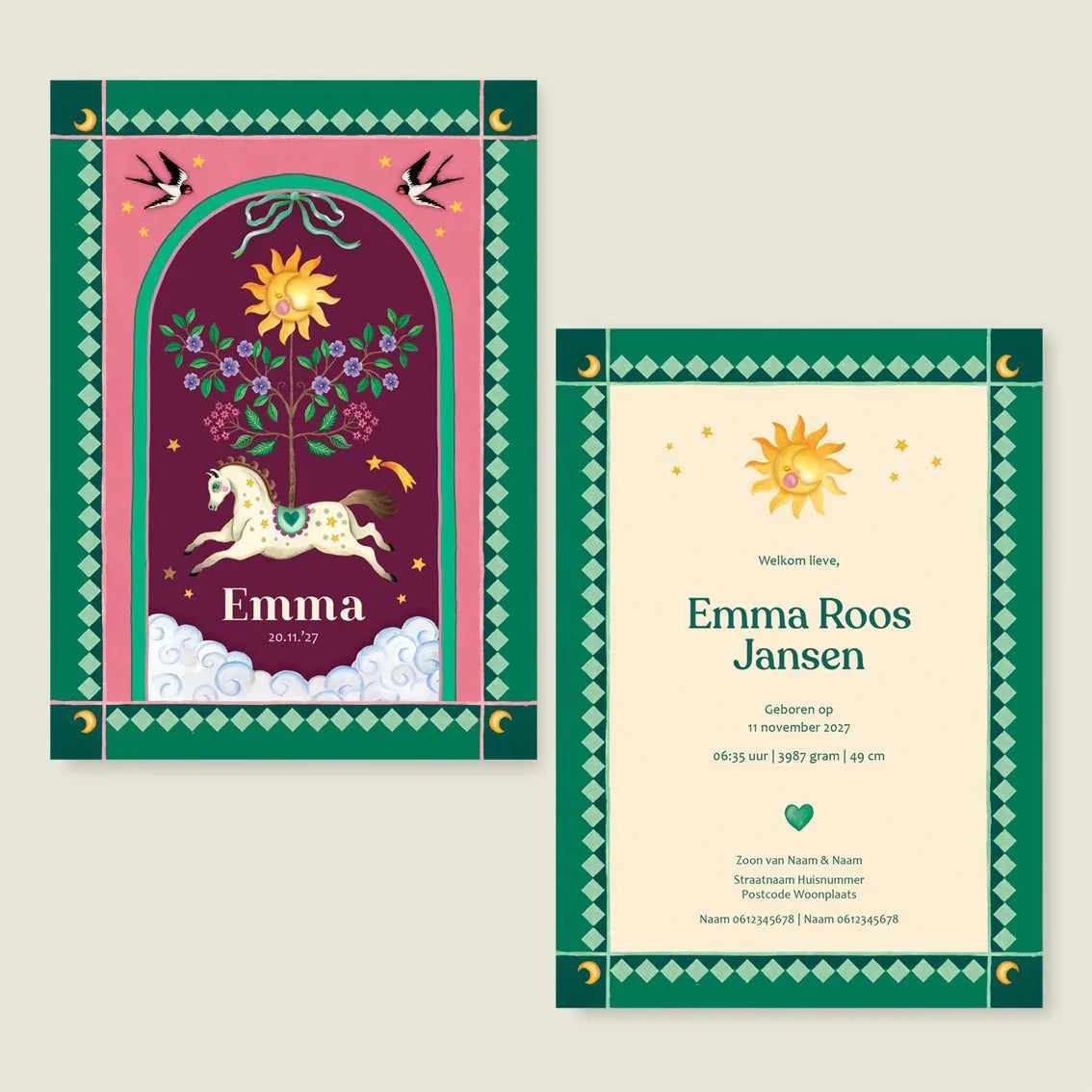 Geboortekaartje Bow Horse - Story of July