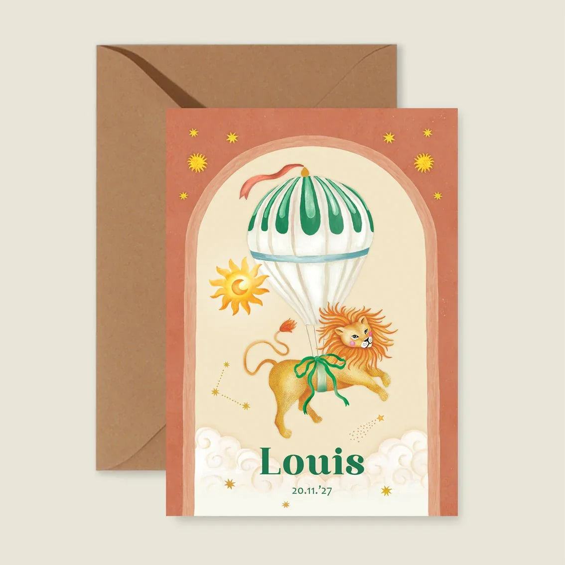 Geboortekaartje Bow Lion Balloon - Story of July
