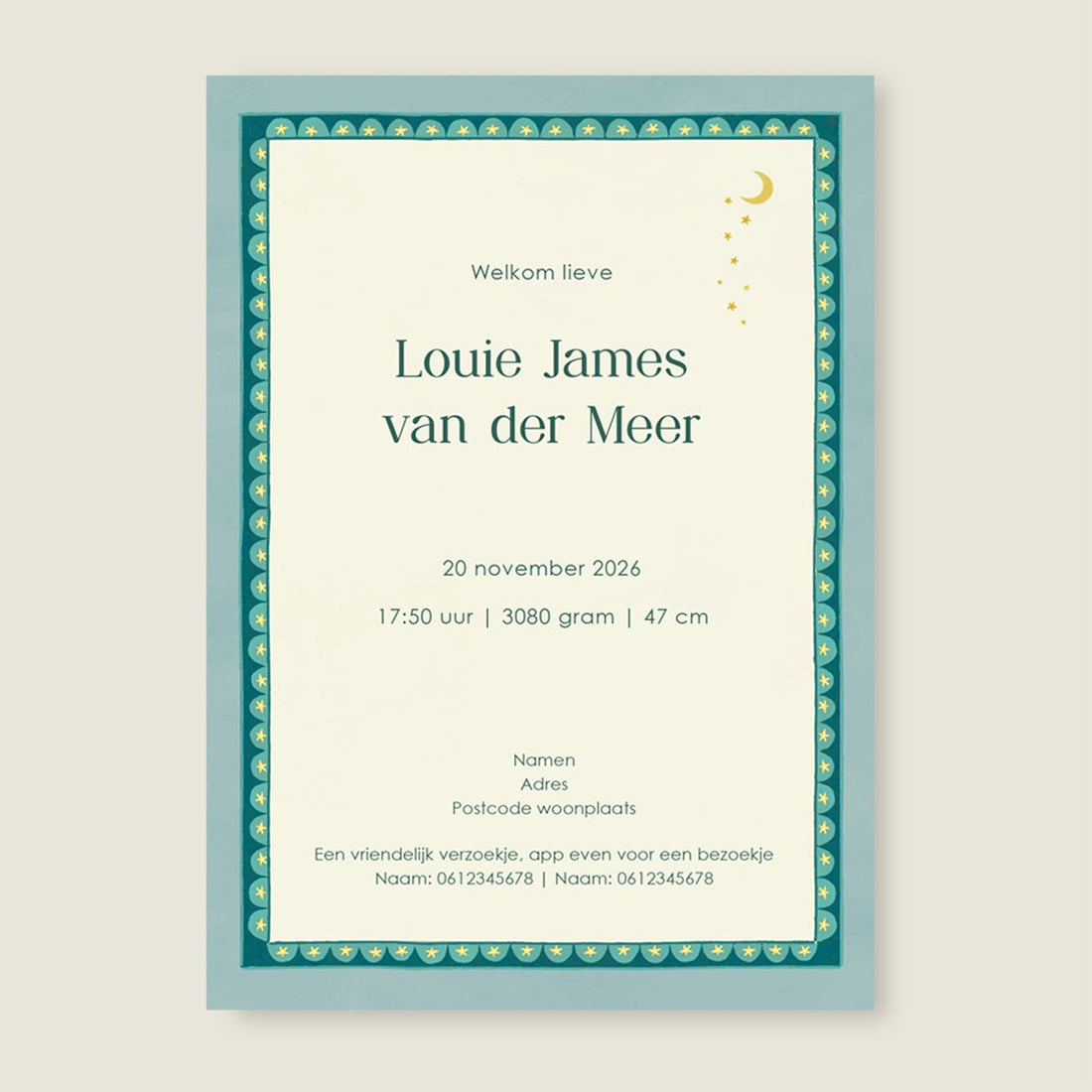 Geboortekaartje Carrousel Green - Story of July