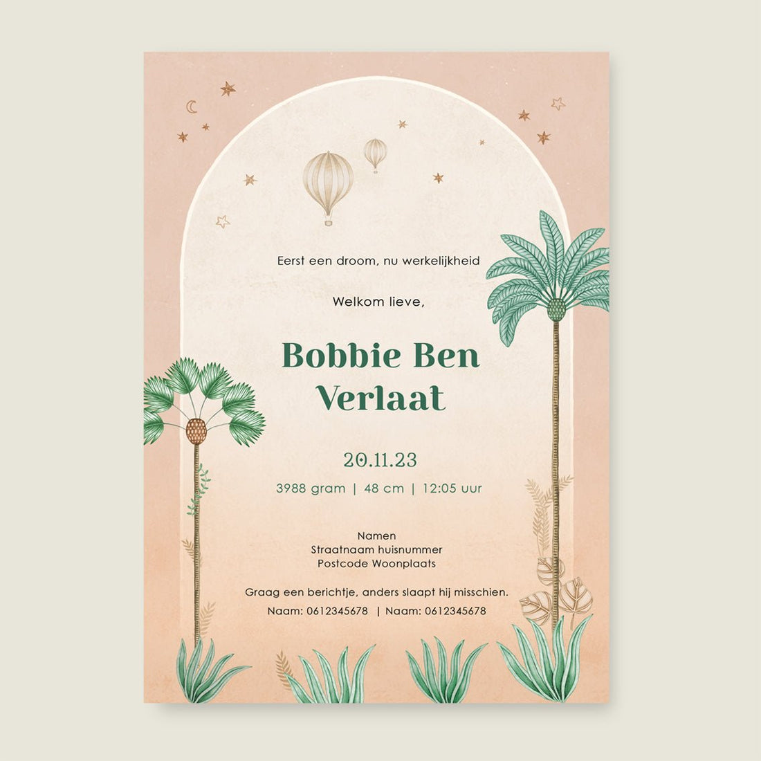 Geboortekaartje Circus Palms Terra - Story of July