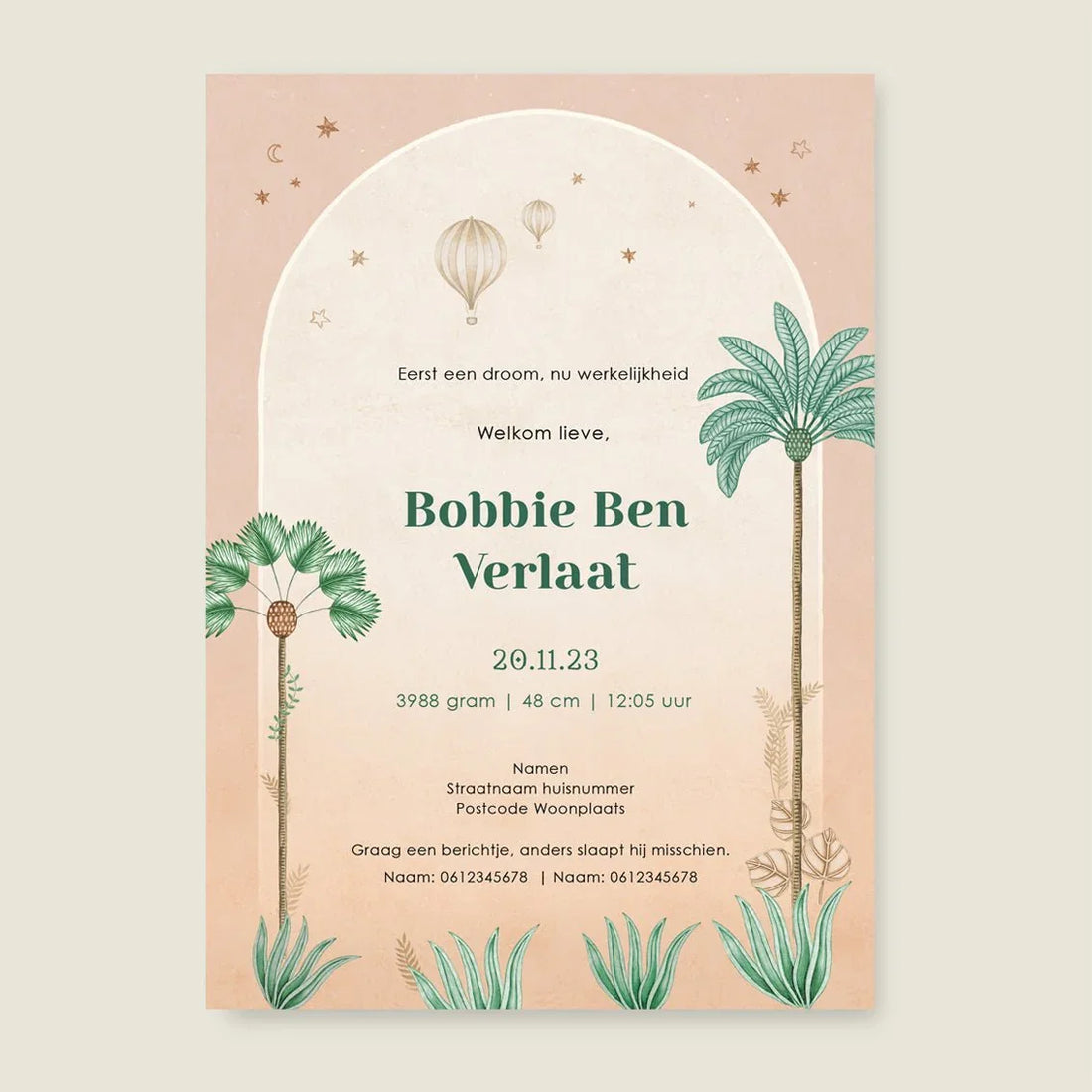 Geboortekaartje Circus Palms Terra - Story of July