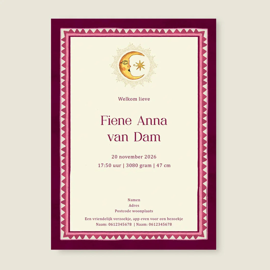 Geboortekaartje Dear Moonlight Red - Story of July