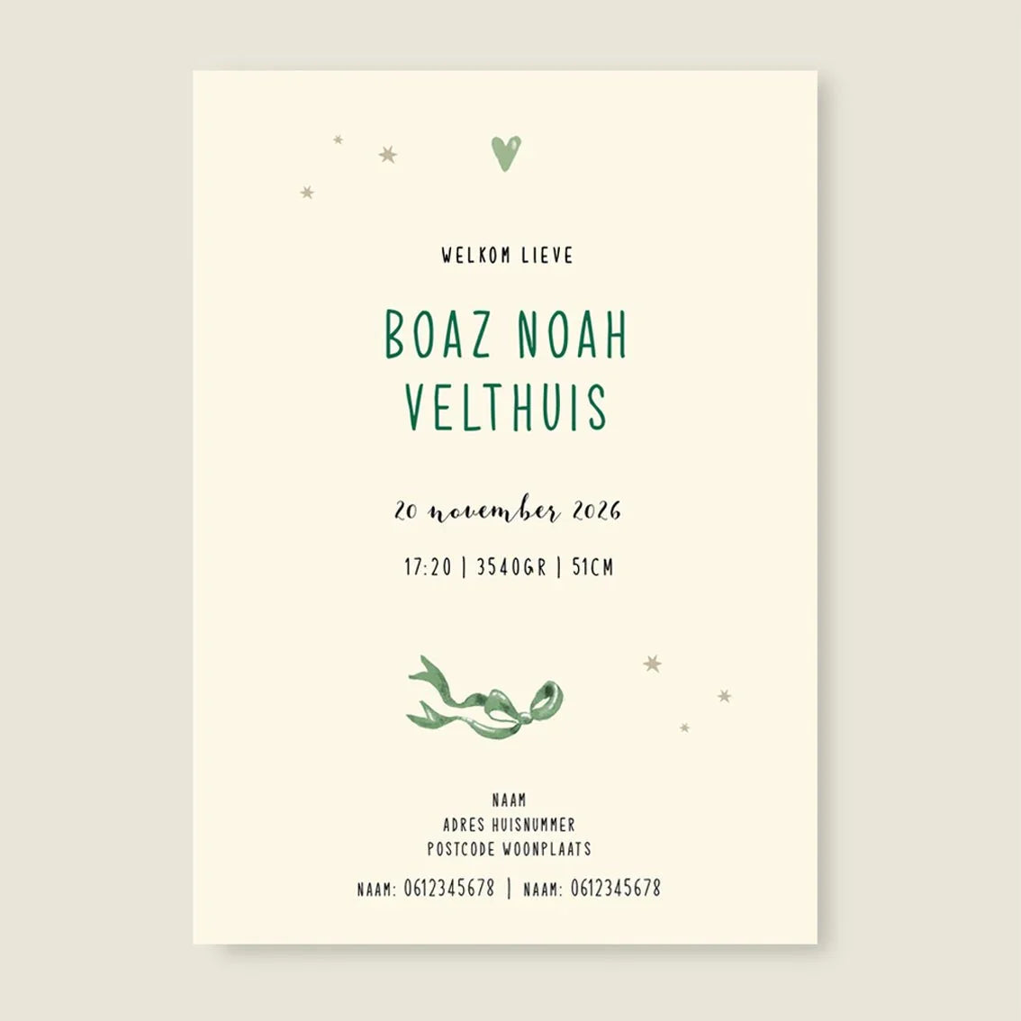 Geboortekaartje Elephant Balloon Green - Story of July