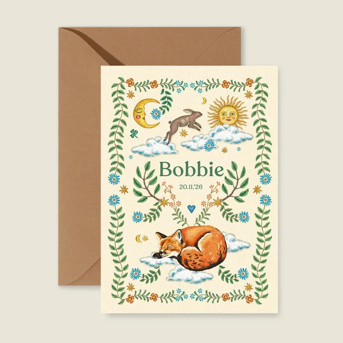 Geboortekaartje Embroider Rabbit Offwhite - Story of July