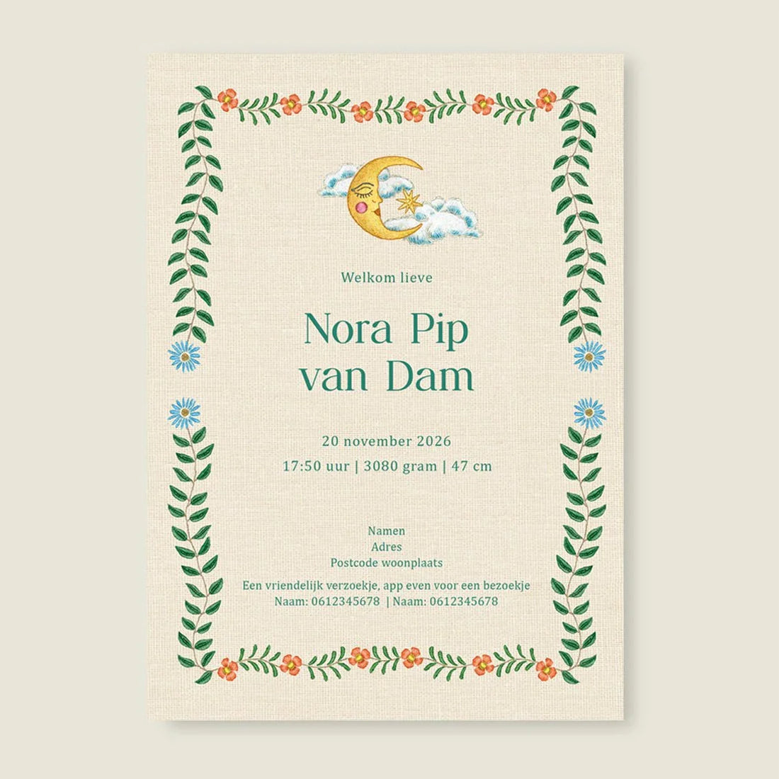 Geboortekaartje Embroider Swan Offwhite - Story of July